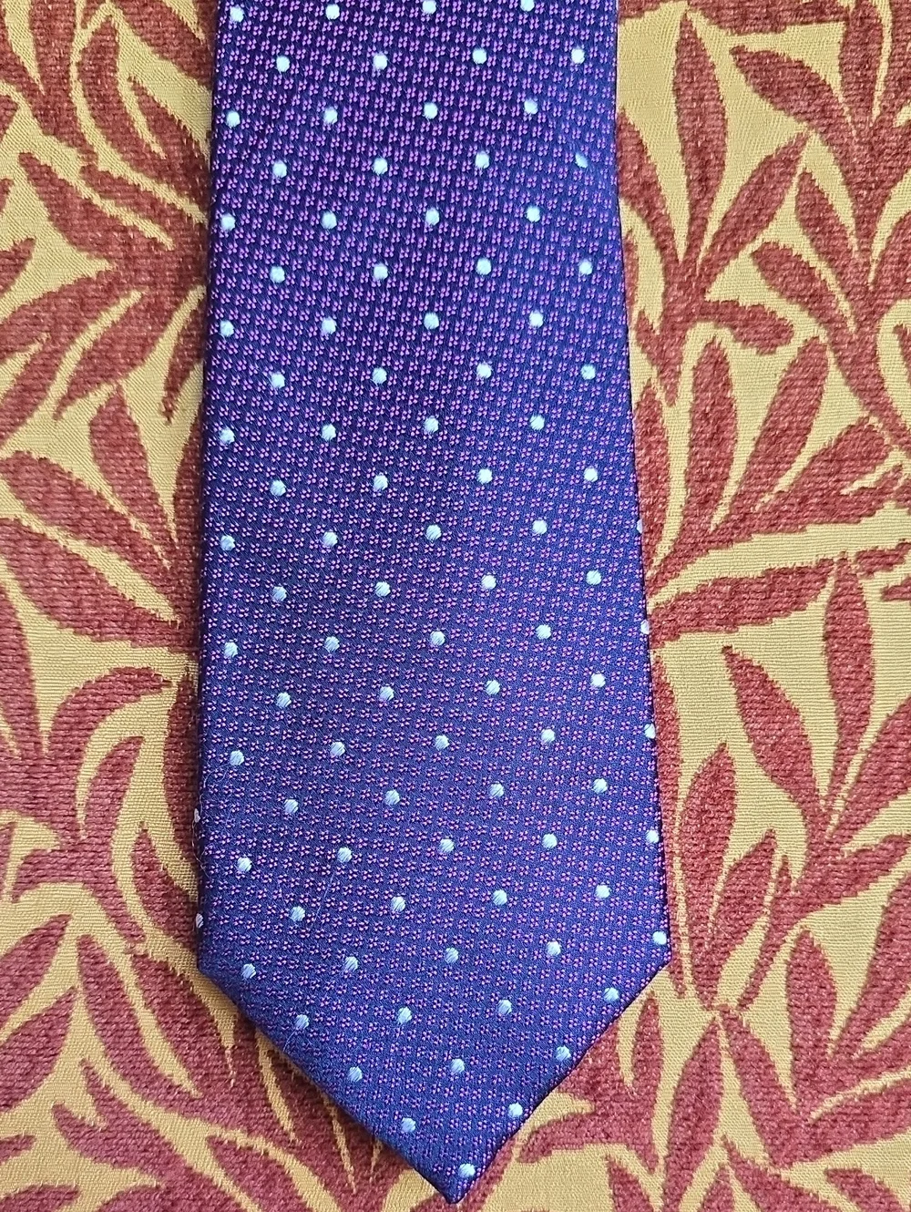 Classic Purple Men's Tie with White Polka Dots